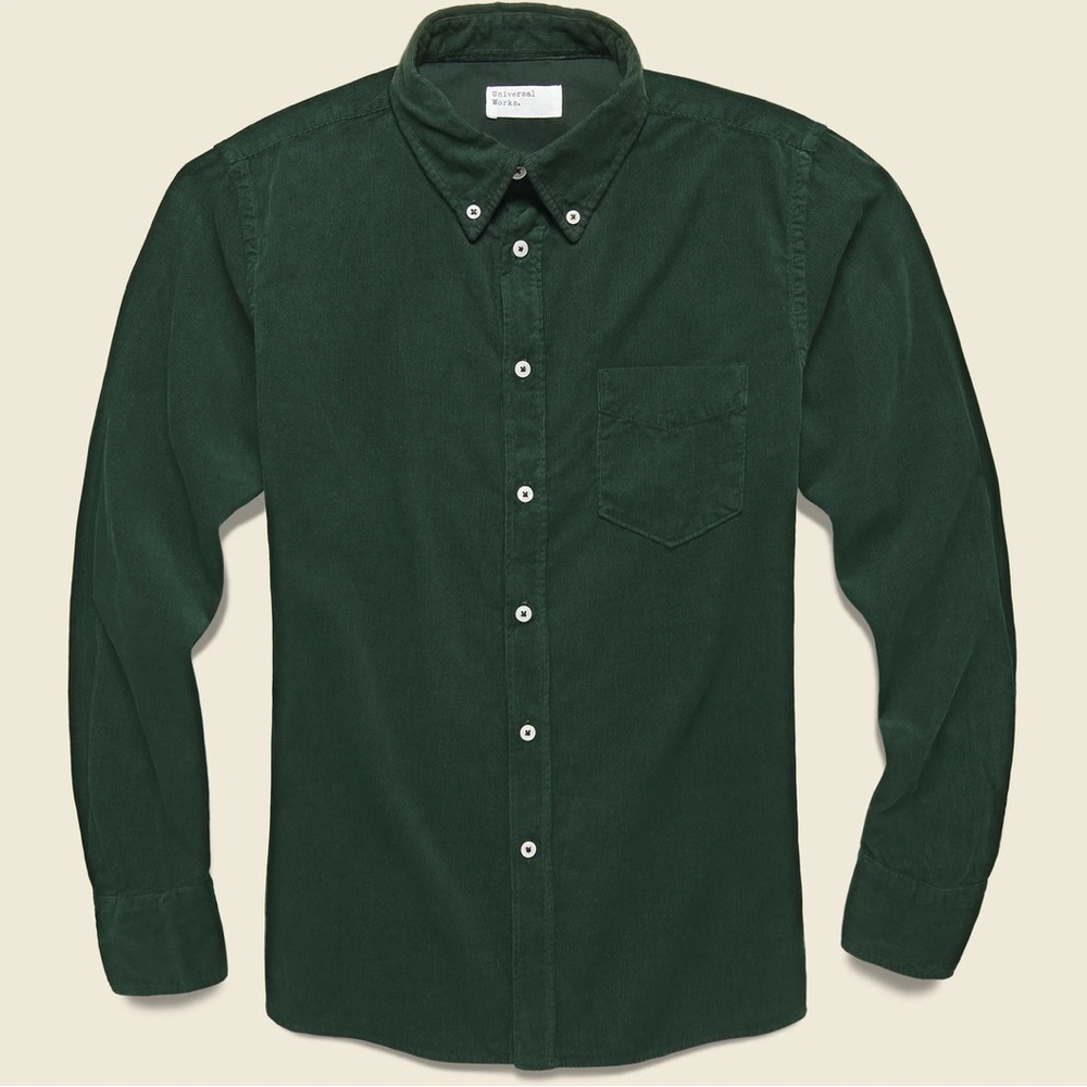 Universal Works Cord Everyday Shirt - Forest Green